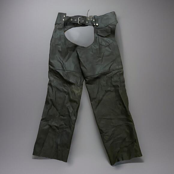 Zony Inc. Leather chaps Mens XXL Black Motorcycle Zipper Size XXL - Picture 1 of 7